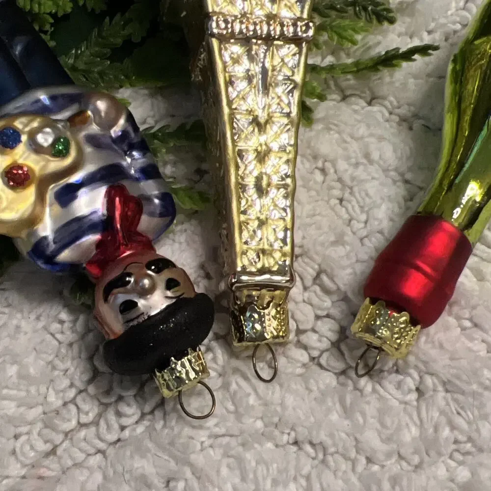World Market Glass Christmas Ornaments Paris France Eiffel Tower Champagne Art